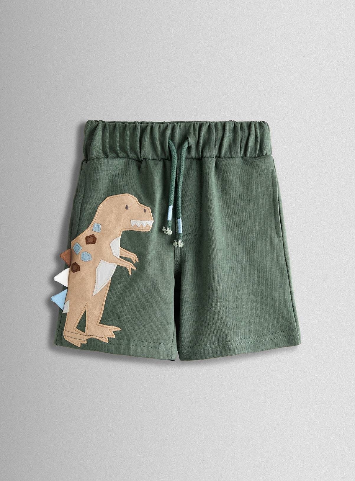 JOJO MAMAN BÉBÉ 2 Pack Dino Applique and Plain Shorts 6-12 months - Image 2