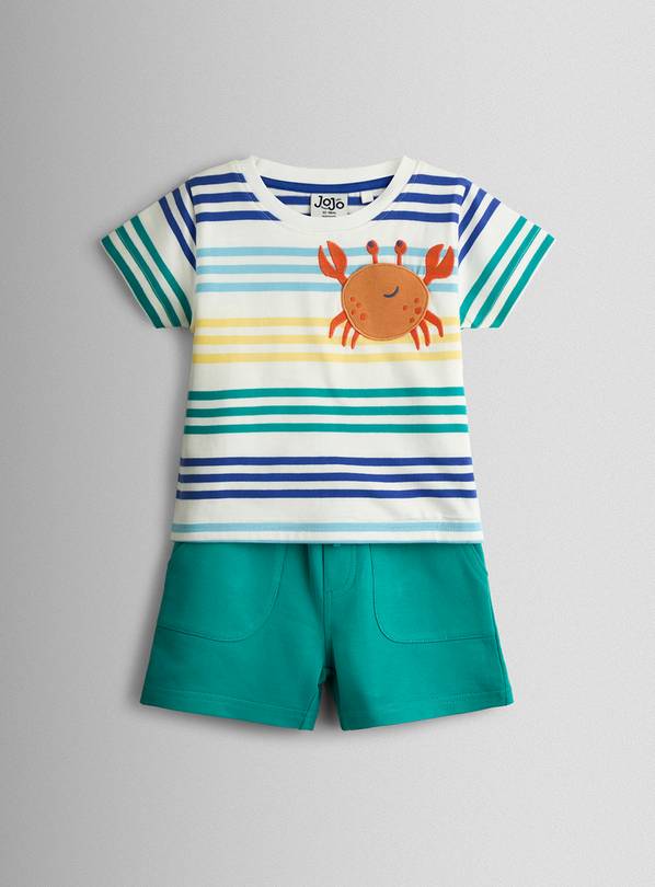 JOJO MAMAN BÉBÉ 2 Piece Crab Pocket T Shirt and Shorts Set 6-12 months