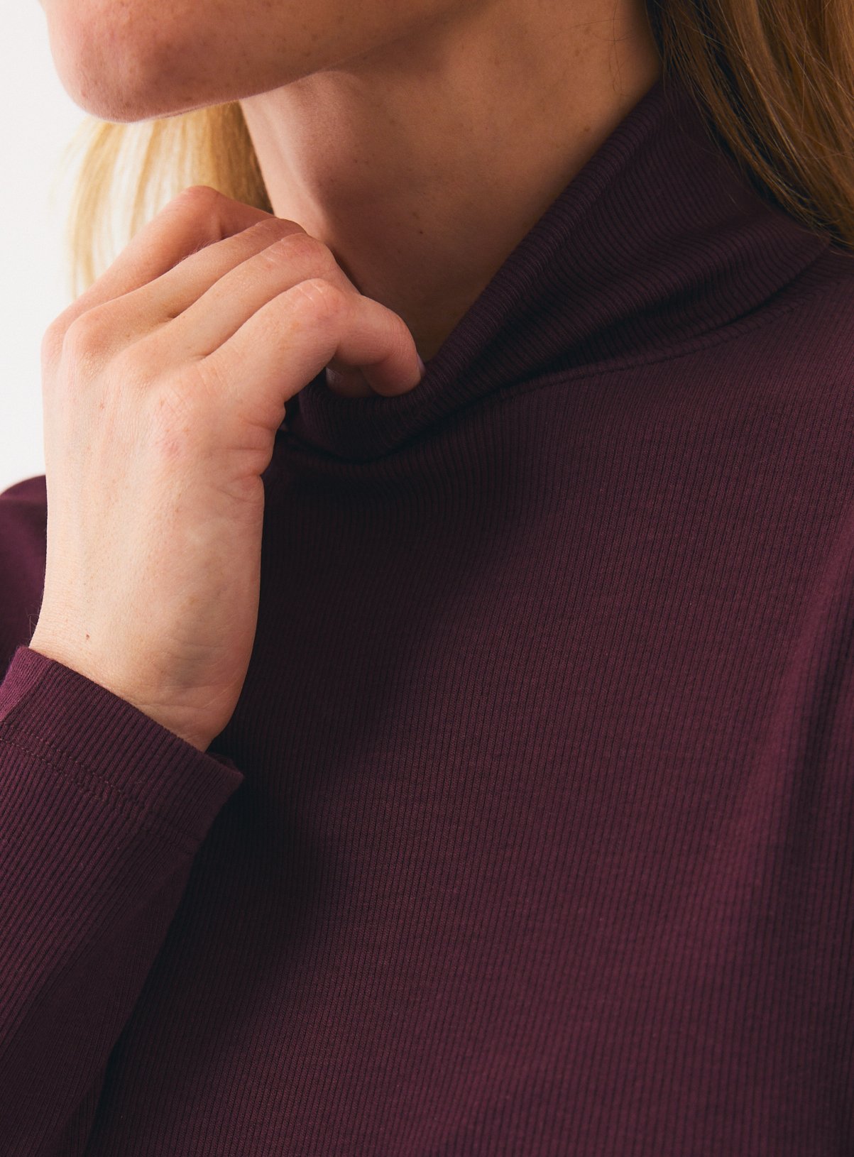 Plum Plain Modal Rib Roll Neck Top 20 - Image 3 thumbnail
