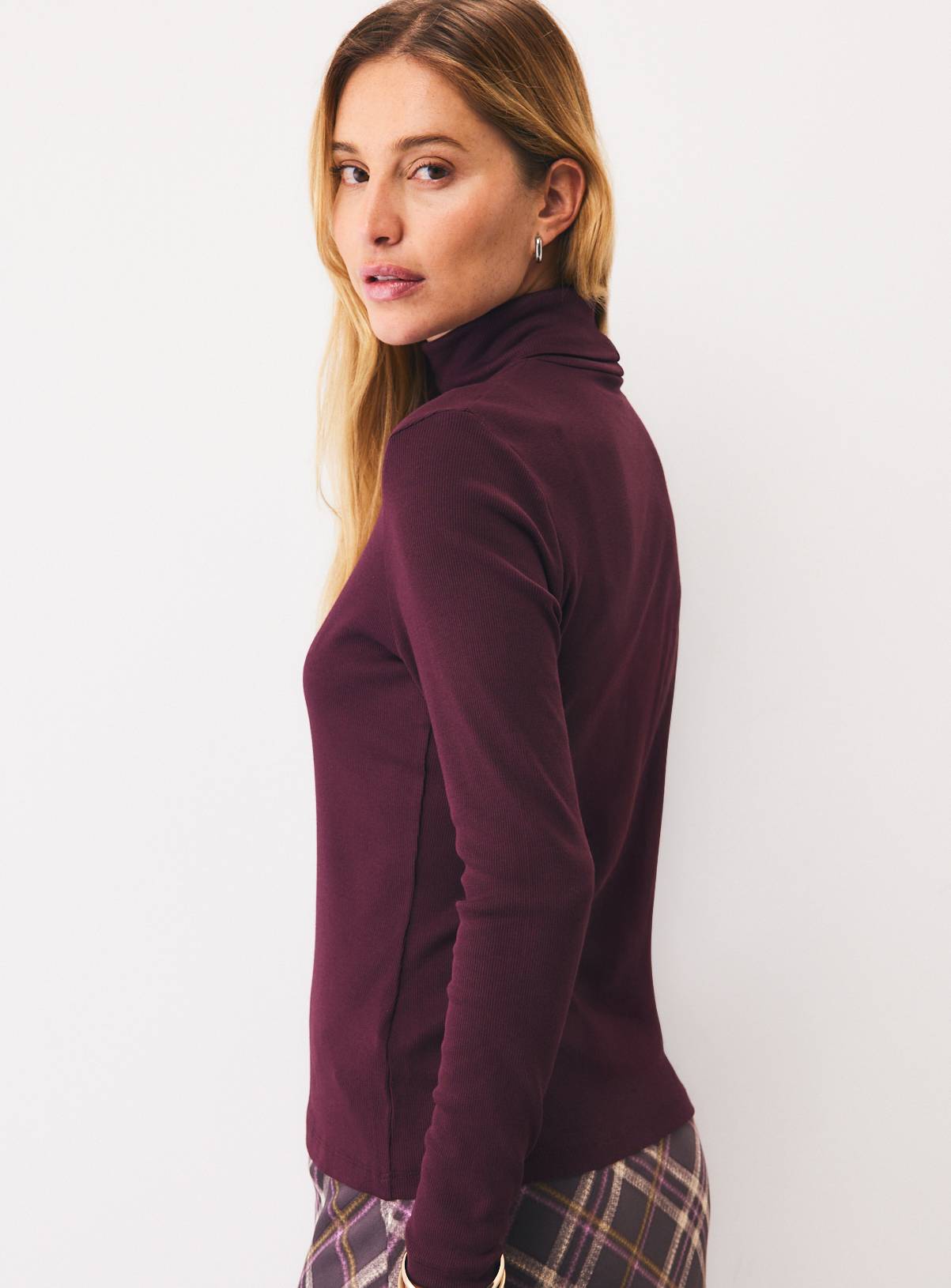 Plum Plain Modal Rib Roll Neck Top 20 - Image 4