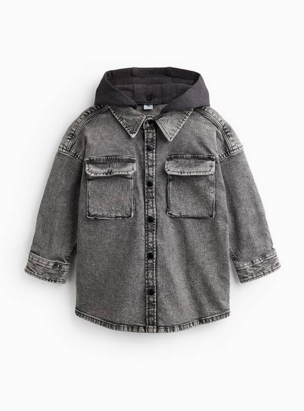 Grey Denim Hooded Shirt 6 years