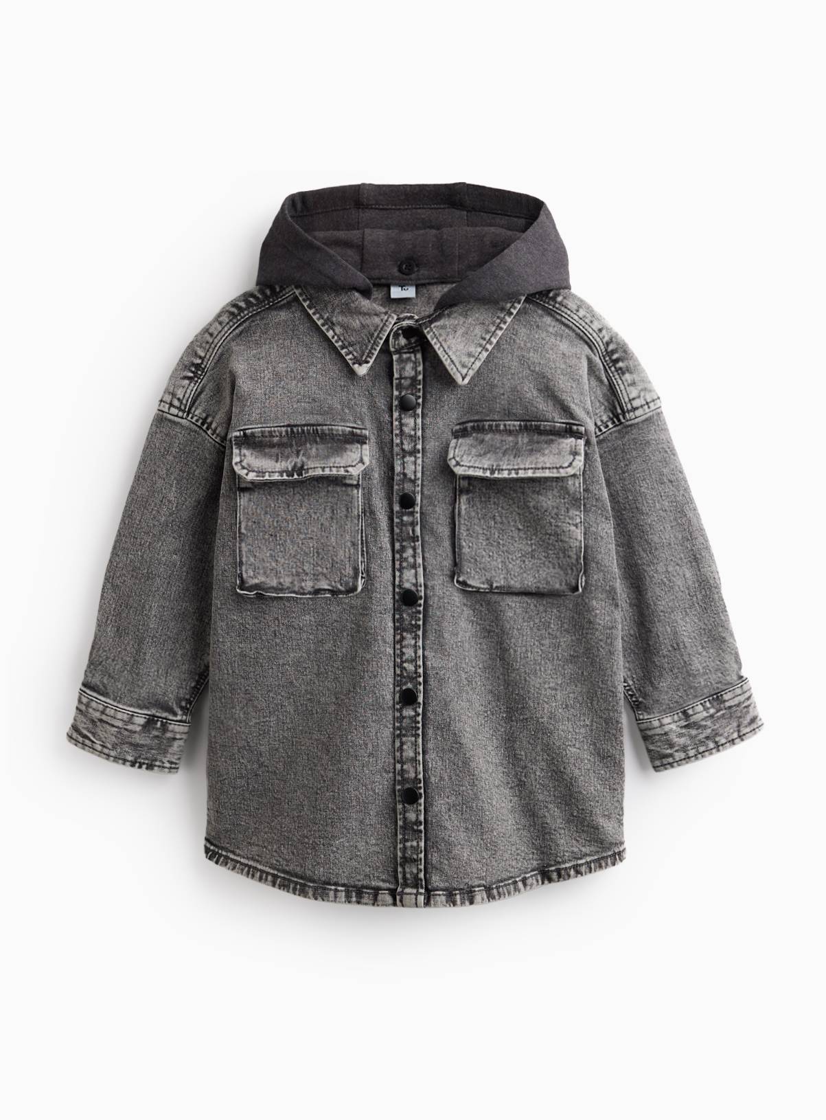 Grey Denim Hooded Shirt 7 years - Image 1