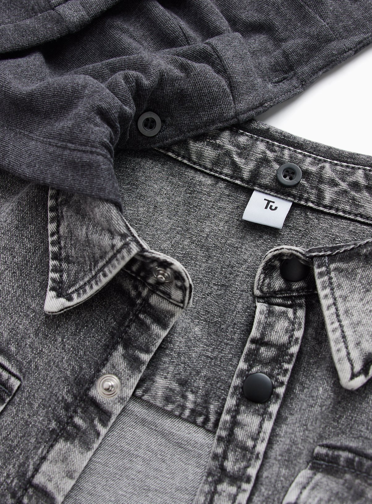 Grey Denim Hooded Shirt 7 years - Image 2 thumbnail