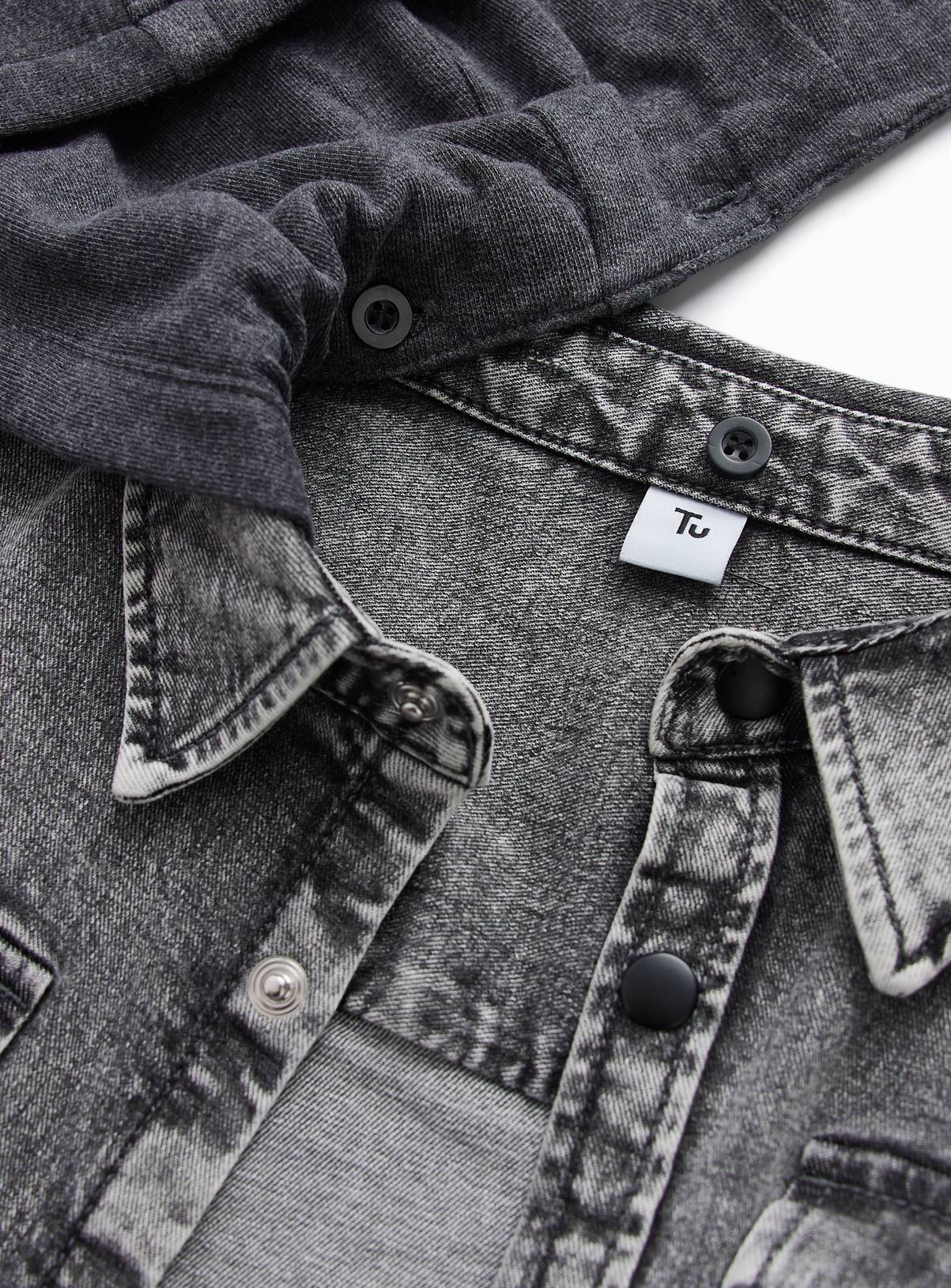 Grey Denim Hooded Shirt 7 years - Image 2