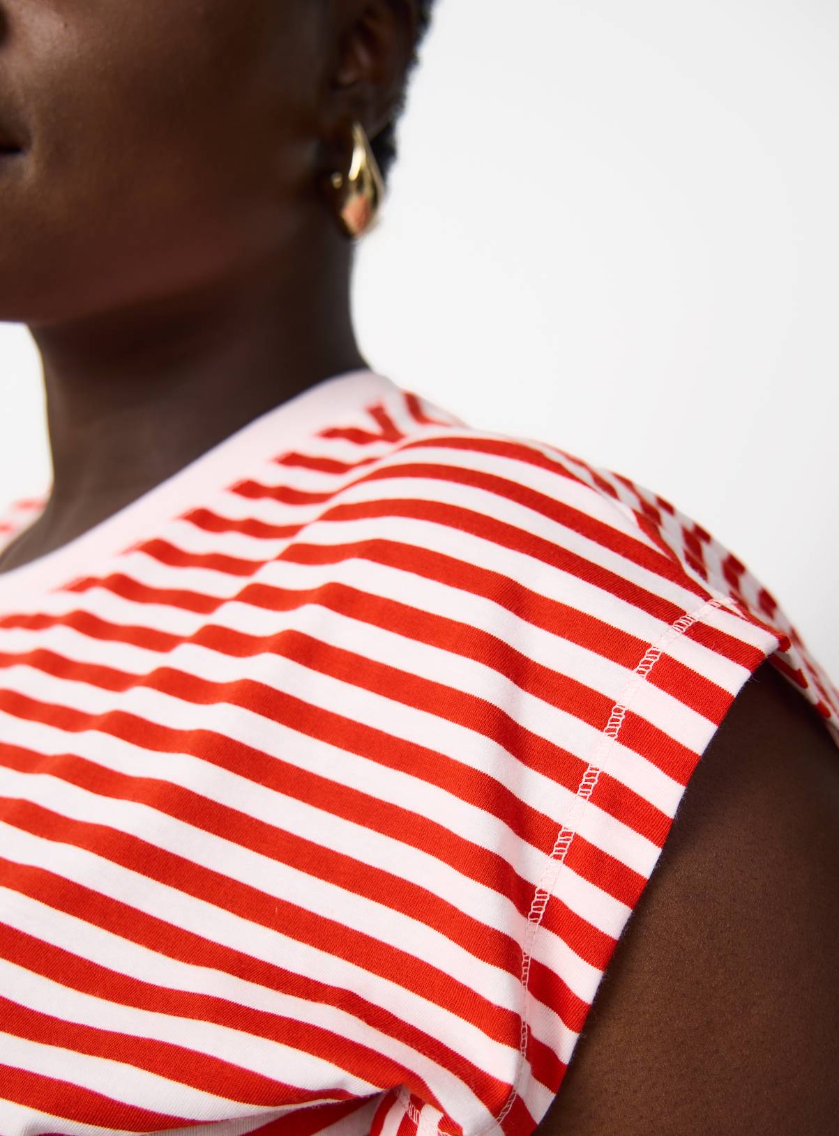 Pink Stripe Cotton Relaxed Muscle Tee M - Image 3