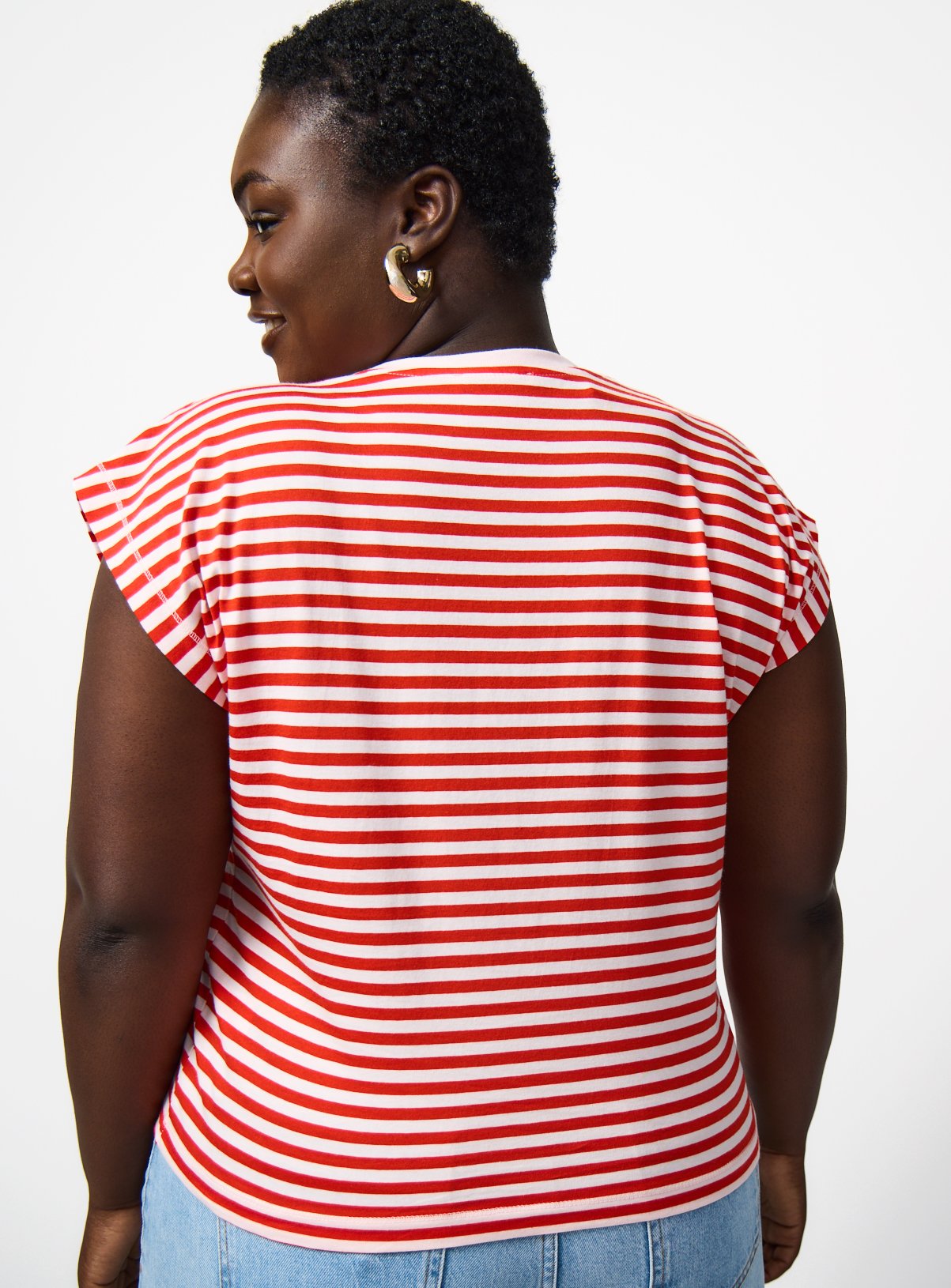 Pink Stripe Cotton Relaxed Muscle Tee M - Image 4 thumbnail