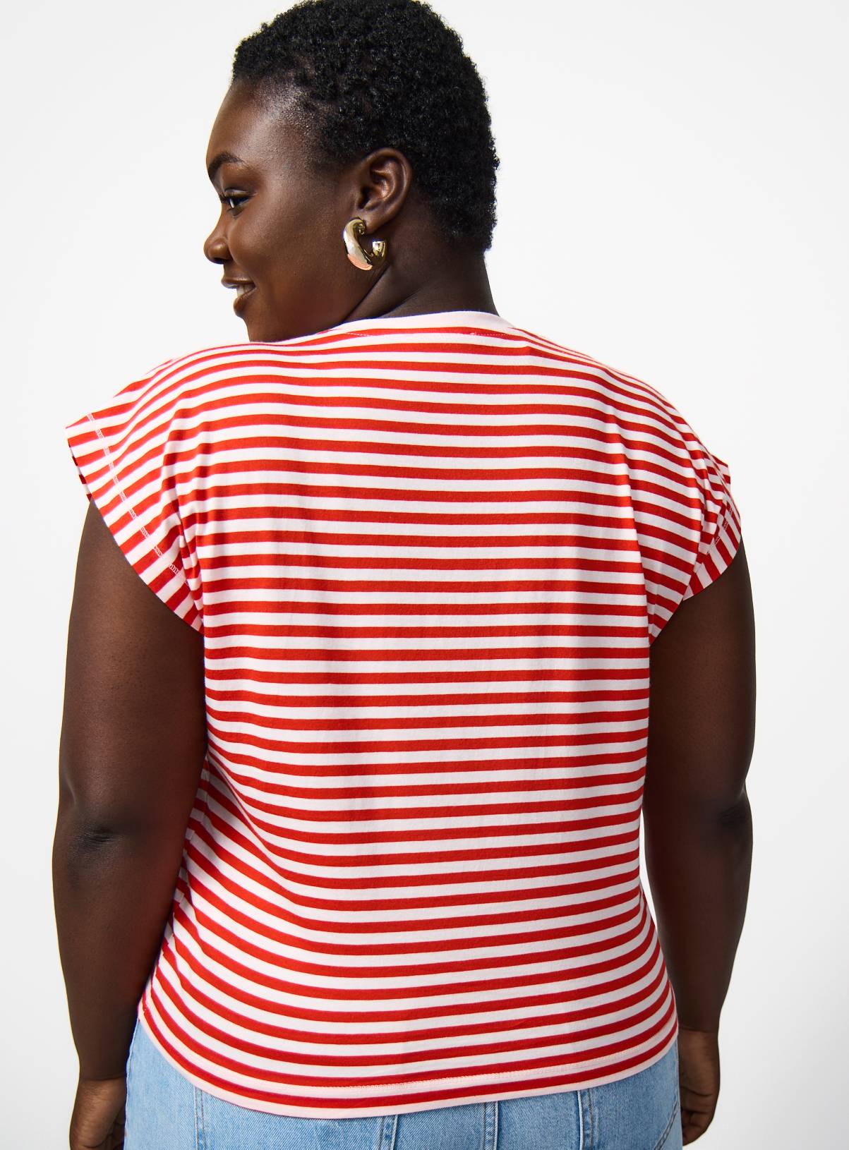 Pink Stripe Cotton Relaxed Muscle Tee M - Image 4