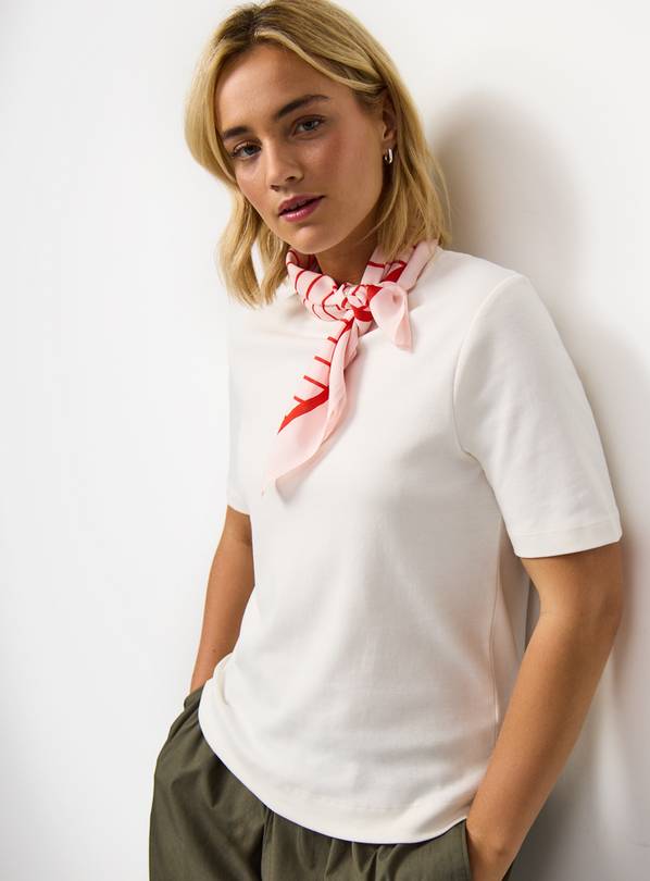 Cream Muscle T-Shirt & Scarf Set L