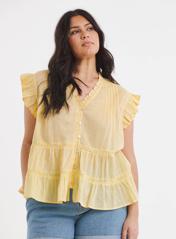 SIMPLY BE Yellow Prairie Tiered Top 22