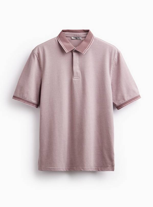 Pink Birdseye Tipped Jersey Polo Shirt XL