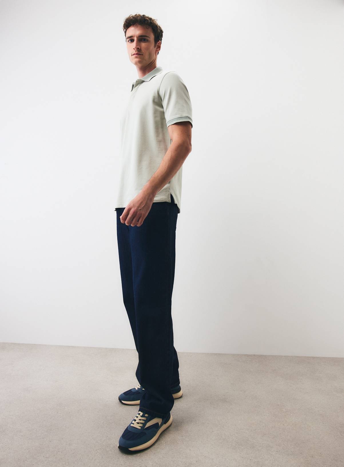 Green Birdseye Tipped Jersey Polo Shirt S - Image 2