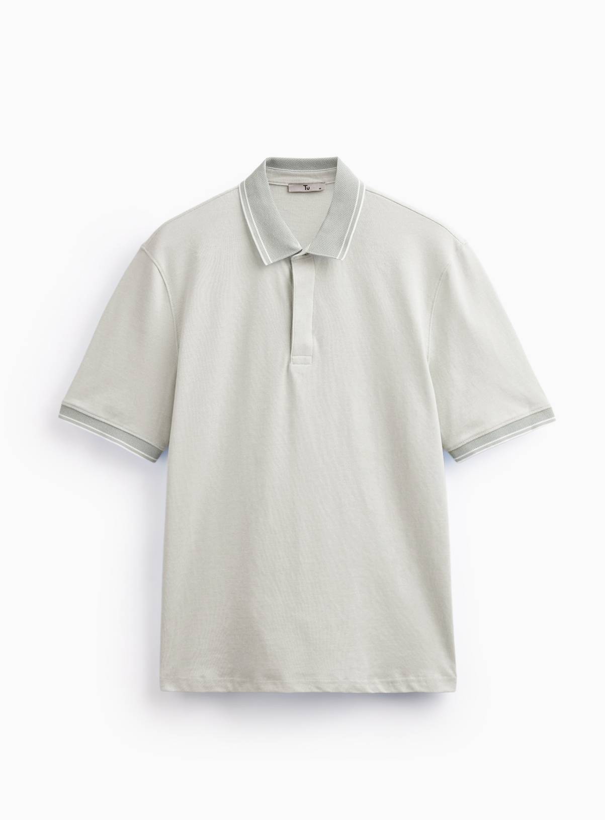 Green Birdseye Tipped Jersey Polo Shirt S - Image 3