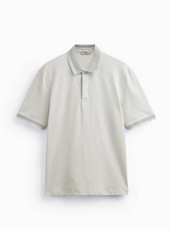 Green Birdseye Tipped Jersey Polo Shirt M