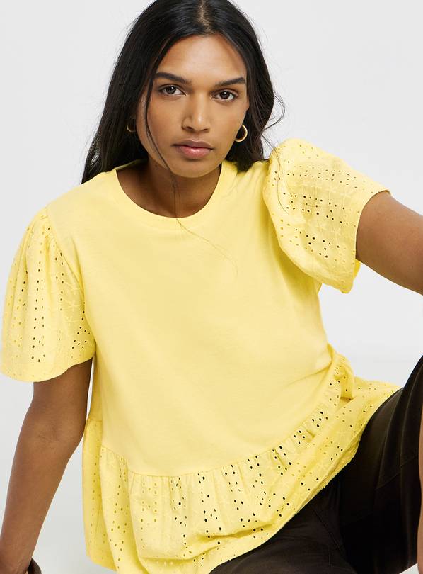 SIMPLY BE Crew Neck Peplum Broderie Top 18