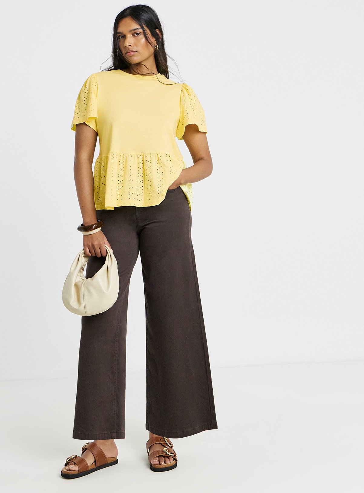 SIMPLY BE Crew Neck Peplum Broderie Top 22 - Image 3 thumbnail