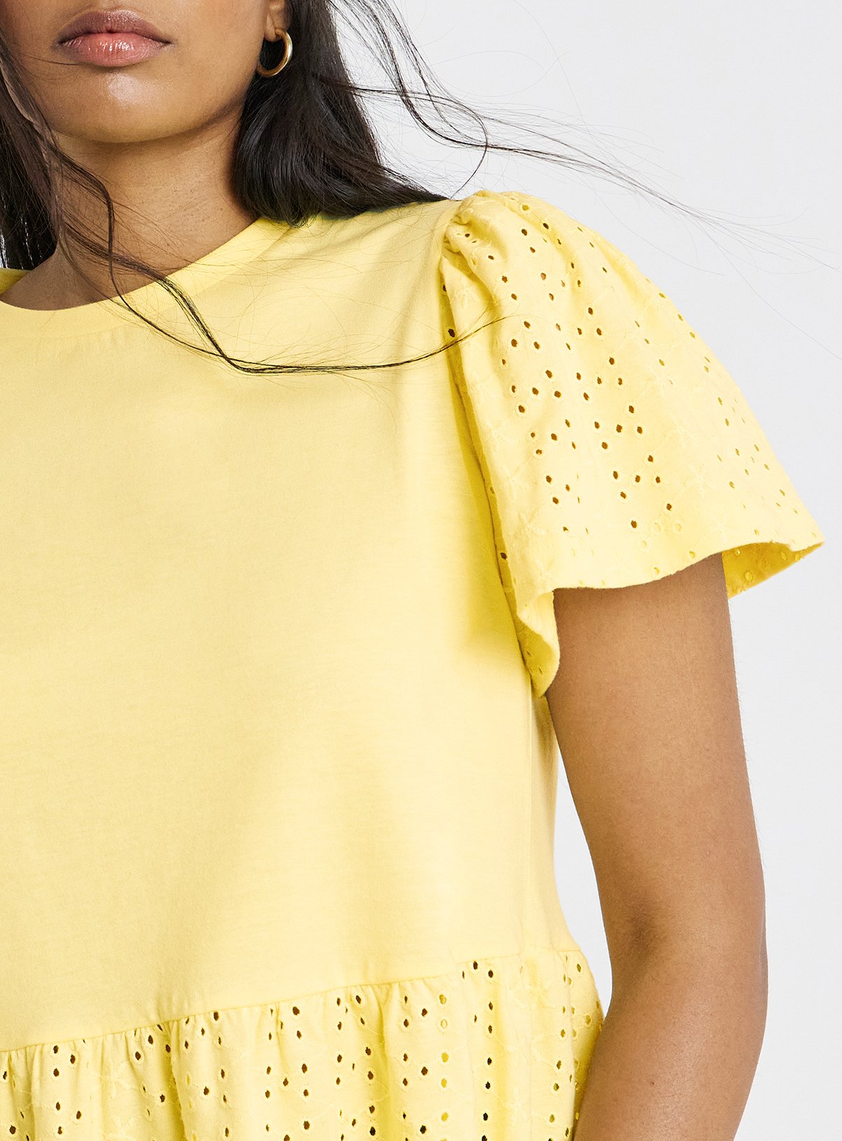 SIMPLY BE Crew Neck Peplum Broderie Top 22 - Image 4 thumbnail