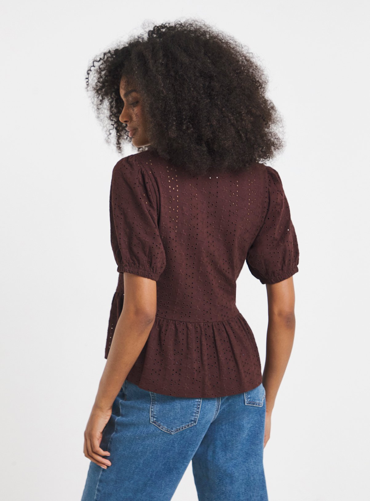 SIMPLY BE Stretch Broderie Square Neck Peplum Top 12 - Image 2 thumbnail