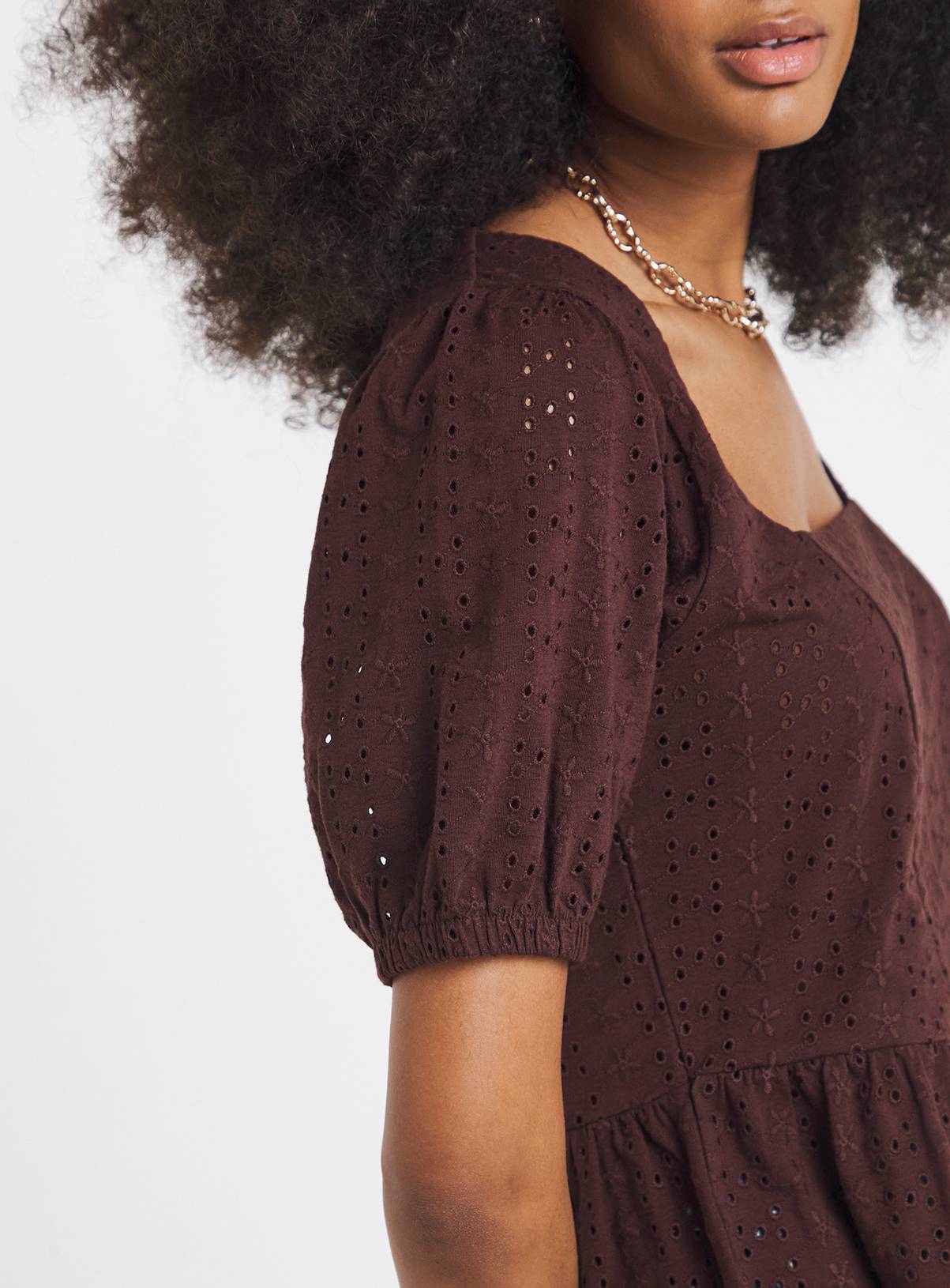 SIMPLY BE Stretch Broderie Square Neck Peplum Top 12 - Image 4
