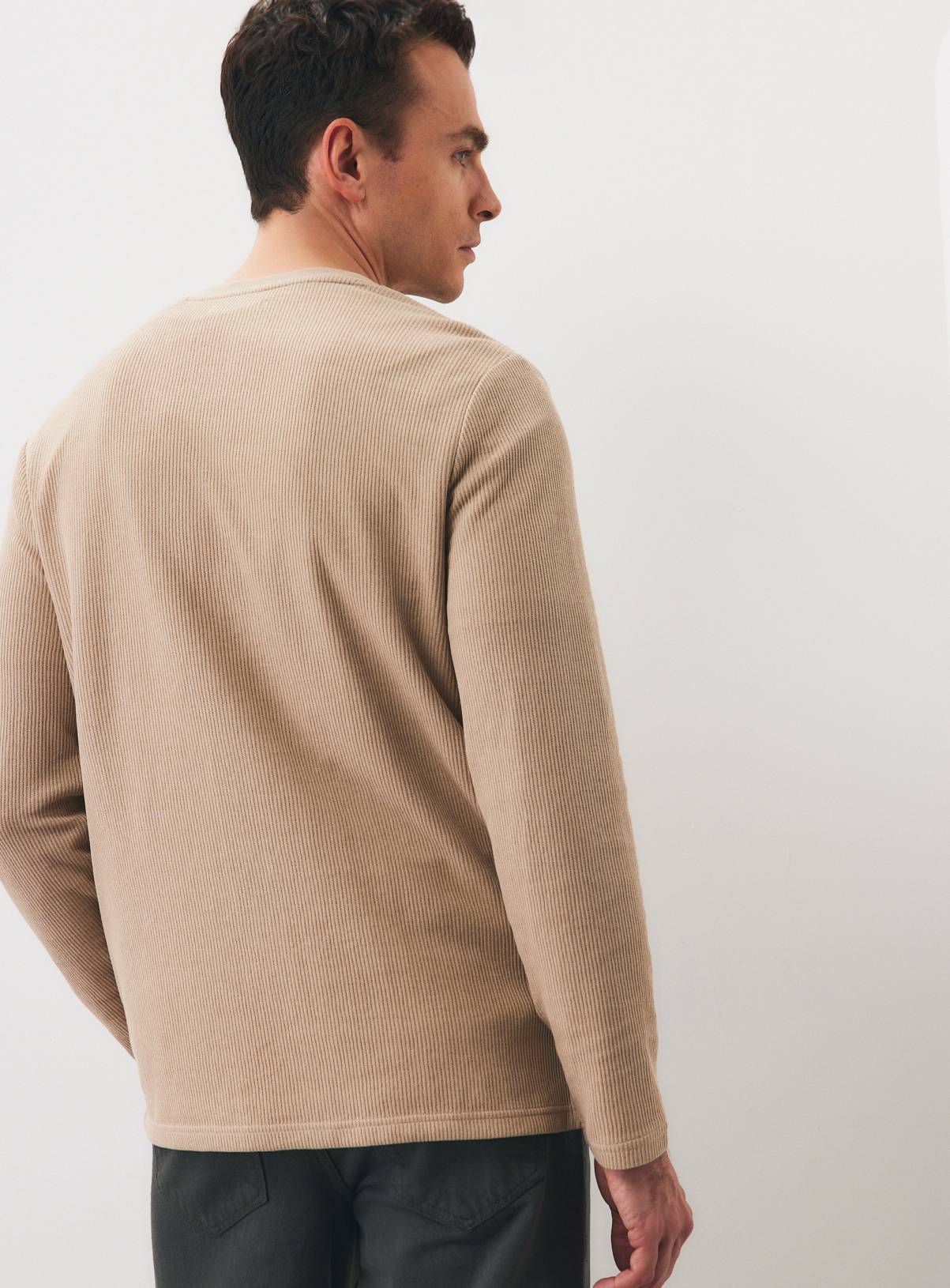 Stone Long-Sleeved Grandad Collar Top XXL - Image 5