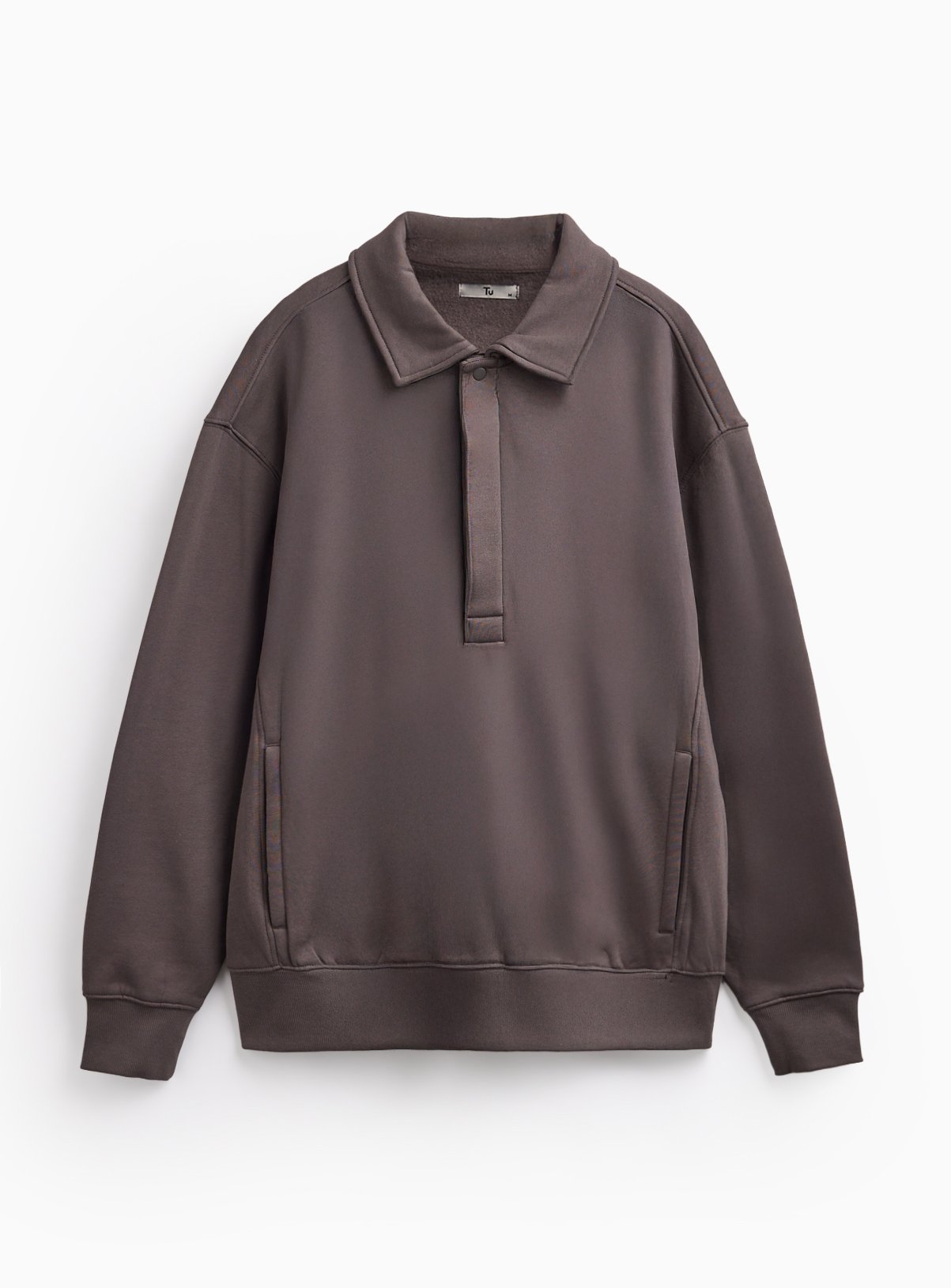 Charcoal Collared Popper Sweatshirt M - Image 1 thumbnail