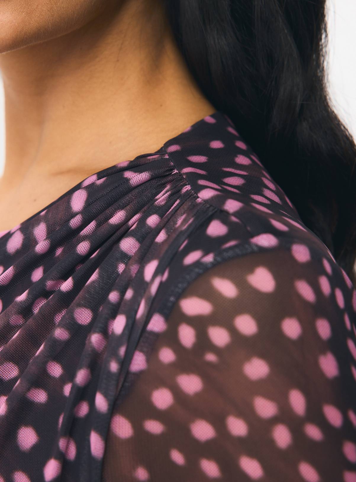 Brown Spot Printed Mesh Column Dress 18 - Image 3