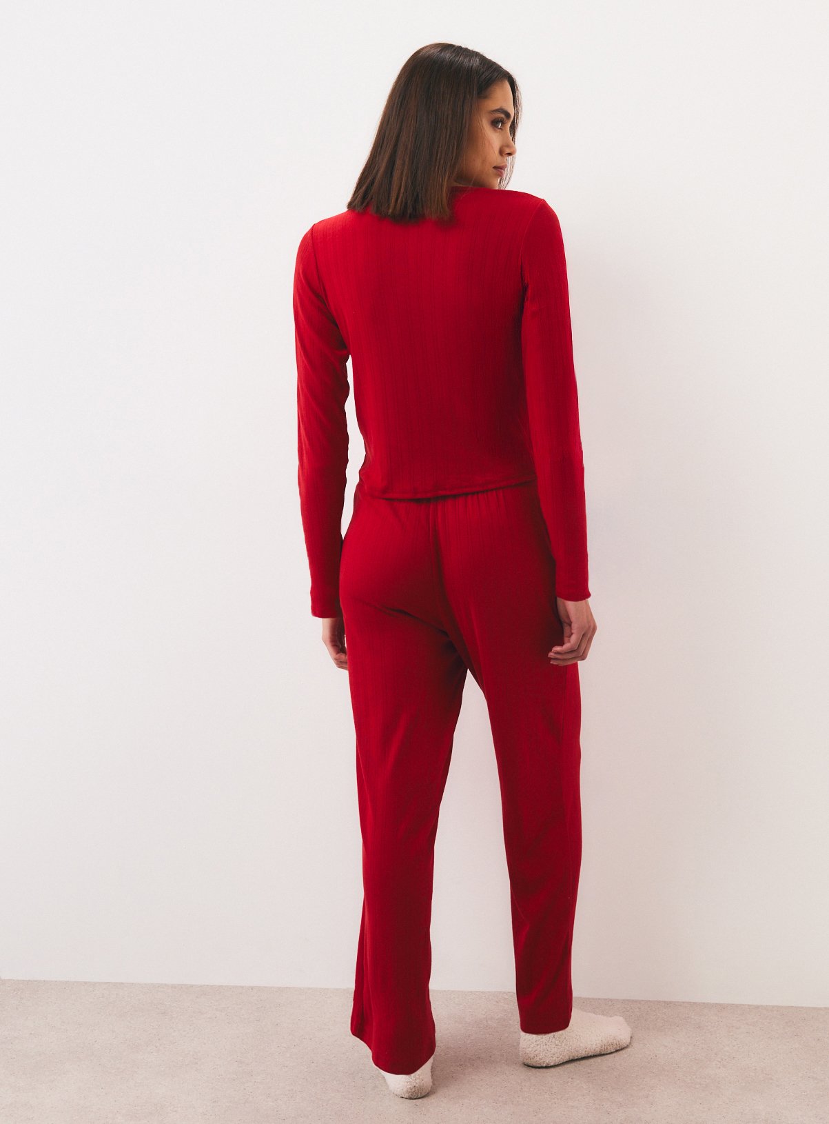 Red Pointelle Cardigan Pyjamas L - Image 4 thumbnail