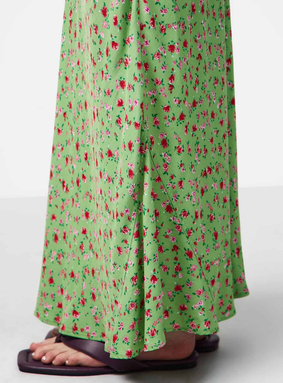 Green Stripe Floral Print Midaxi Slip Skirt 10 - Image 3 thumbnail