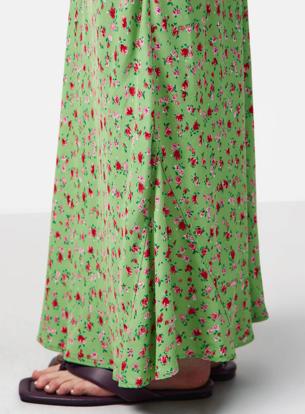Green Stripe Floral Print Midaxi Slip Skirt 10 - Image 3