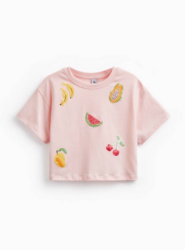 Pink Fruit Sequin Short Sleeve T-Shirt 7 years