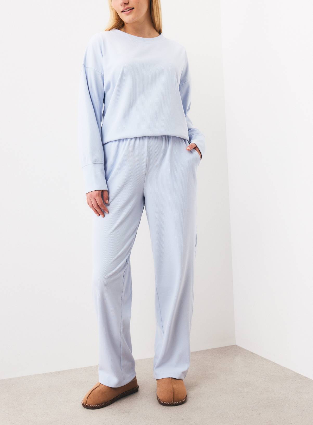 Blue Brushed Rib Co-ord Pyjama bottoms M - Image 1