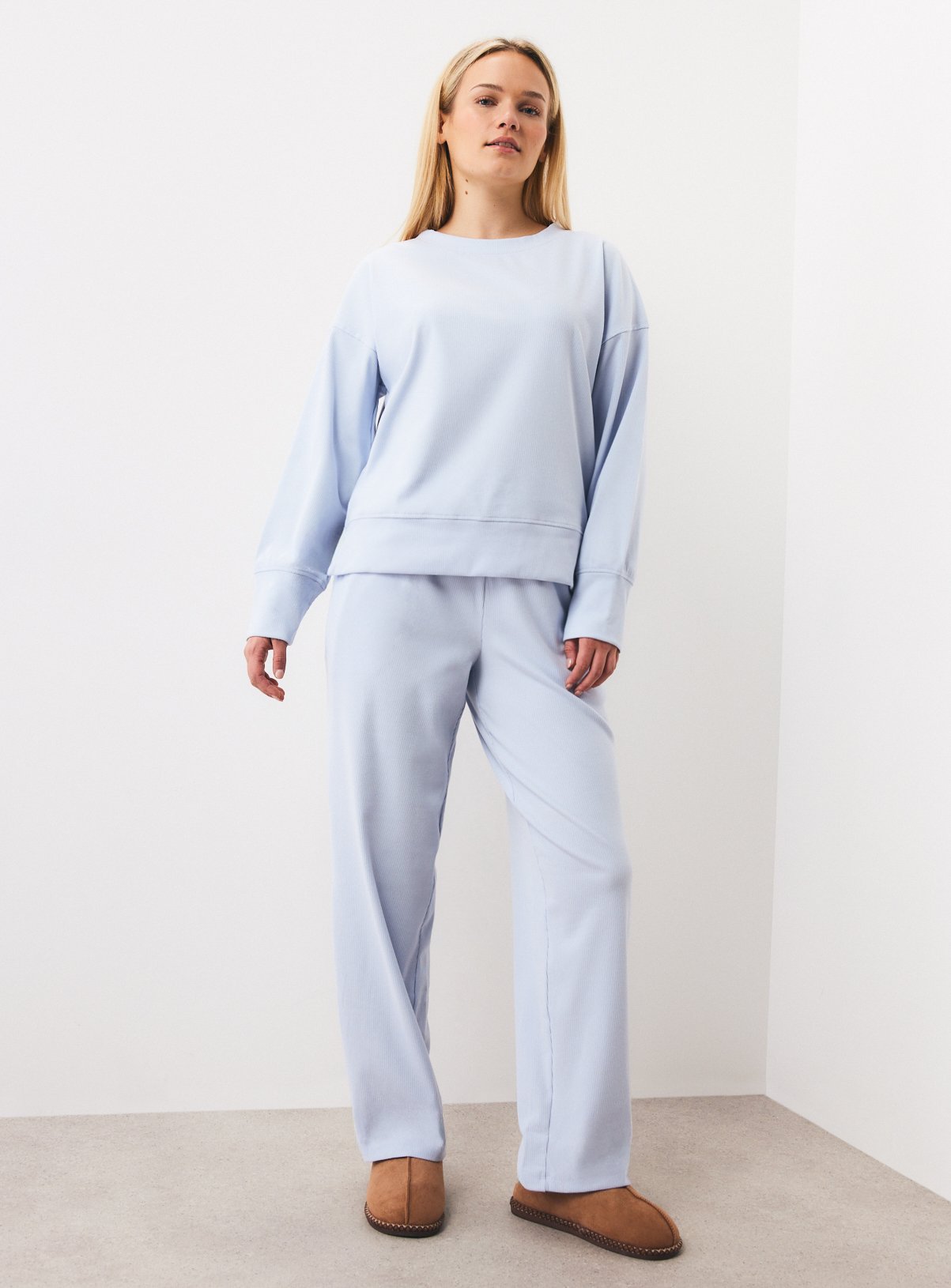 Blue Brushed Rib Co-ord Pyjama bottoms M - Image 2 thumbnail