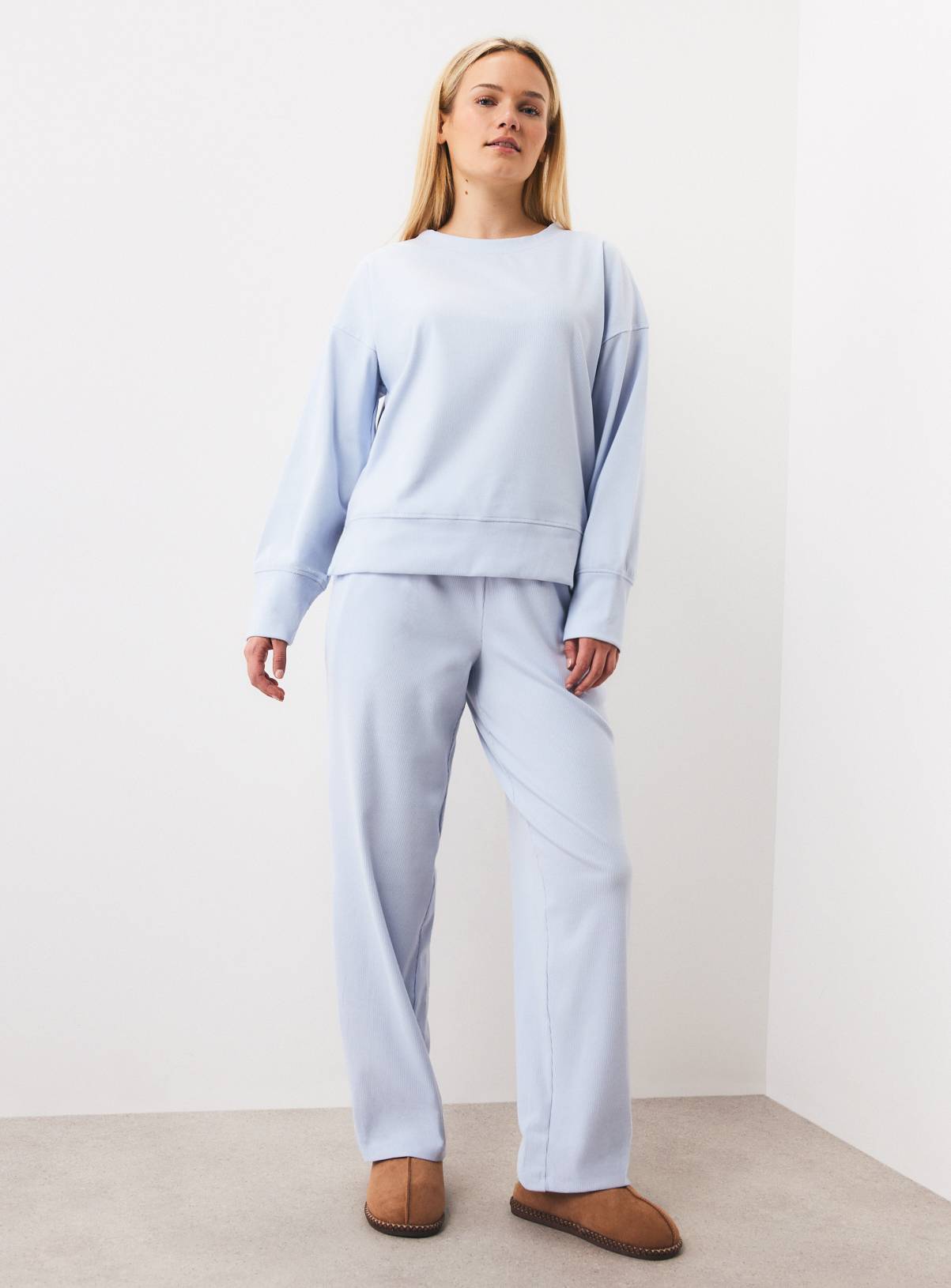 Blue Brushed Rib Co-ord Pyjama bottoms M - Image 2