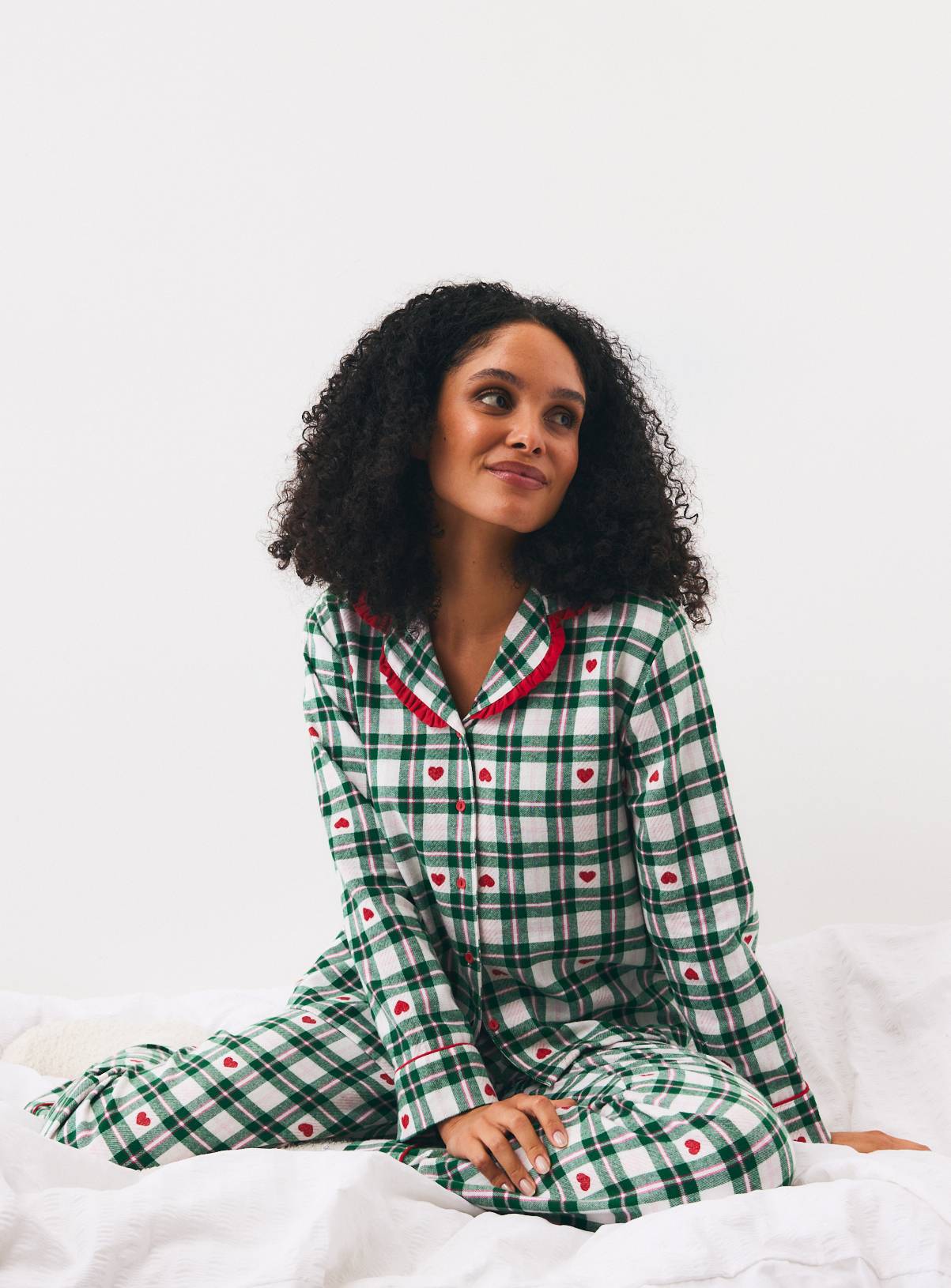 Green Check Heart Traditional Pyjamas M - Image 1