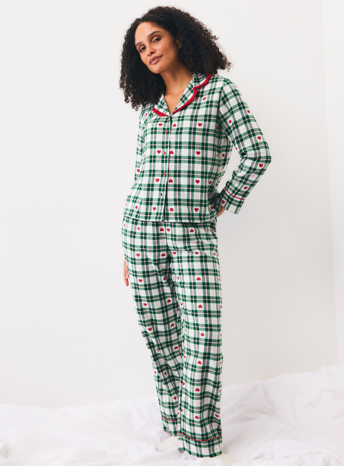 Green Check Heart Traditional Pyjamas M - Image 2 thumbnail