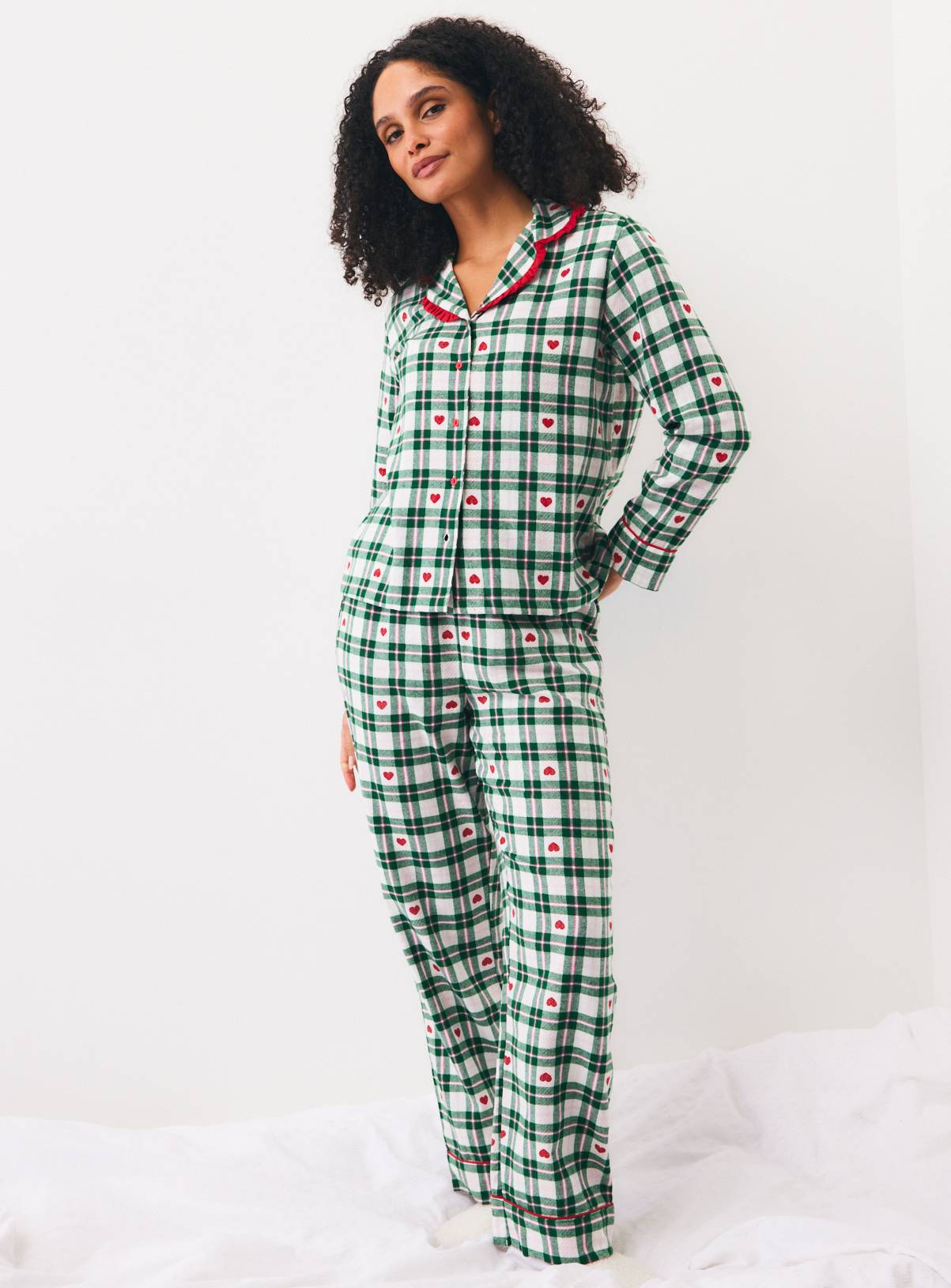 Green Check Heart Traditional Pyjamas M - Image 2