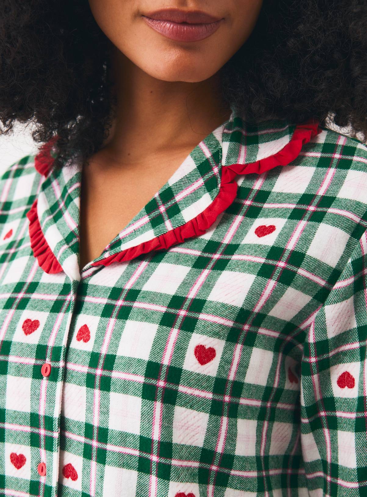 Green Check Heart Traditional Pyjamas M - Image 3