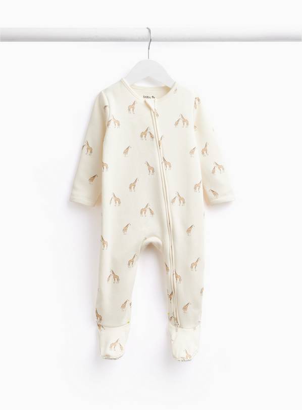 Cream Giraffe Print Fleece Lined Sleepsuit 18-24 months