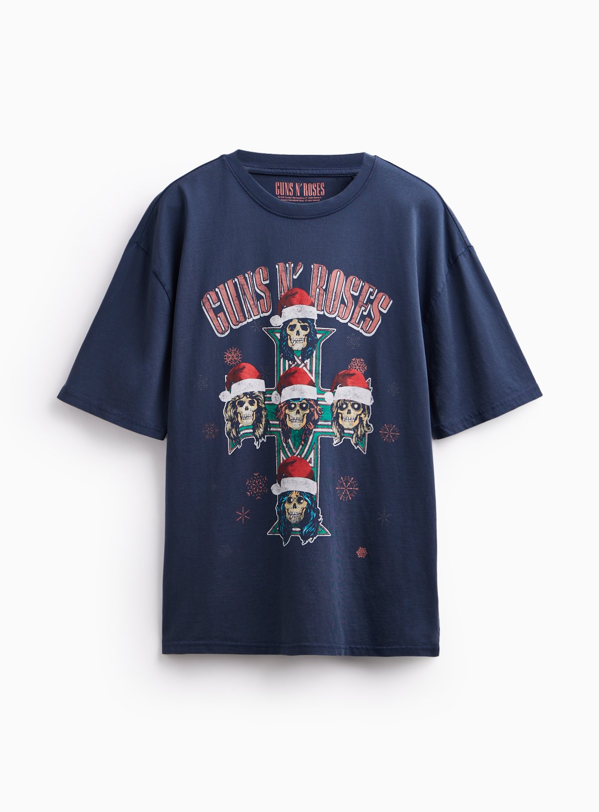 Navy Guns N’ Roses Christmas Graphic T-Shirt XL - Image 2 thumbnail