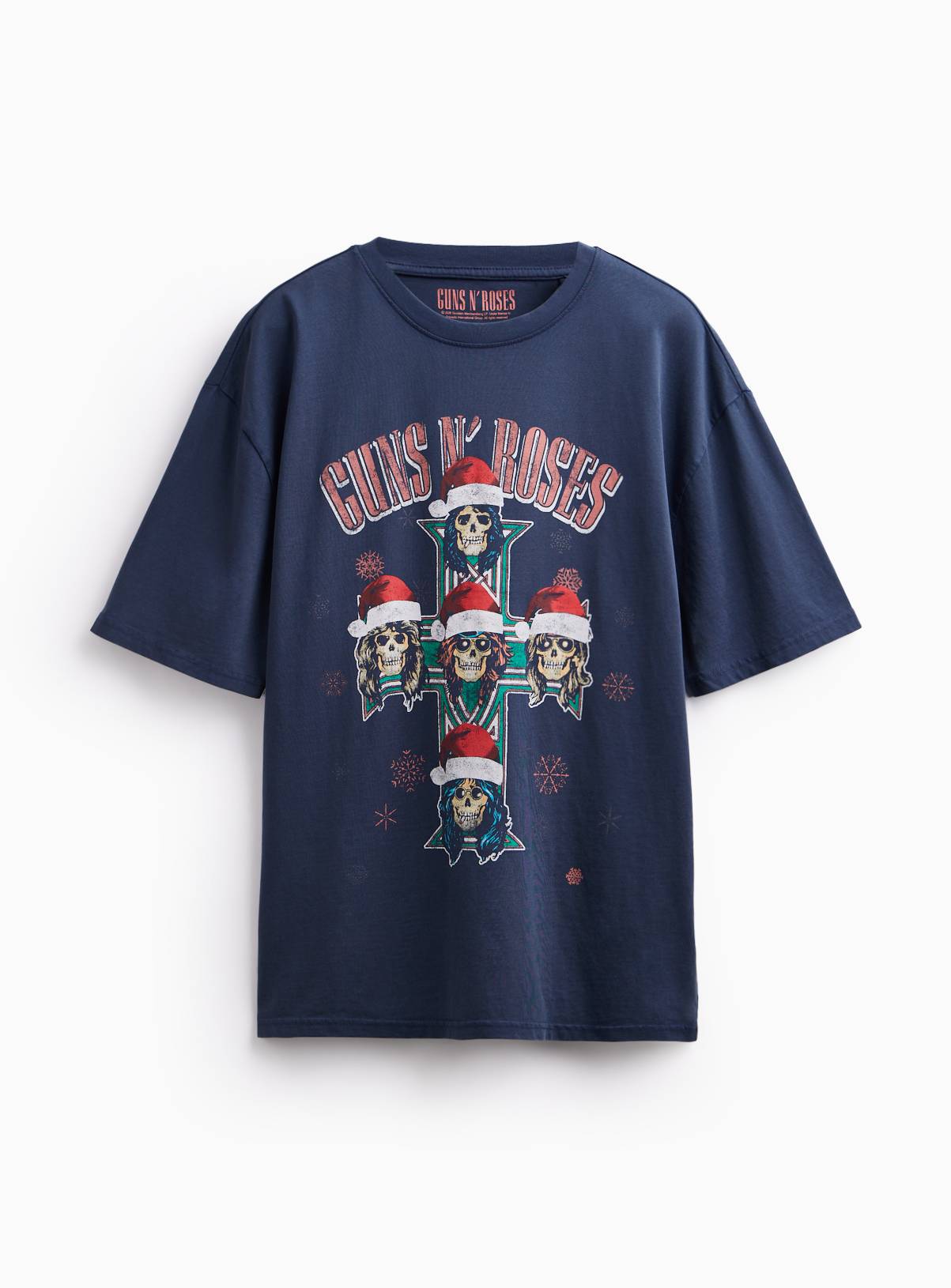 Navy Guns N’ Roses Christmas Graphic T-Shirt XL - Image 2