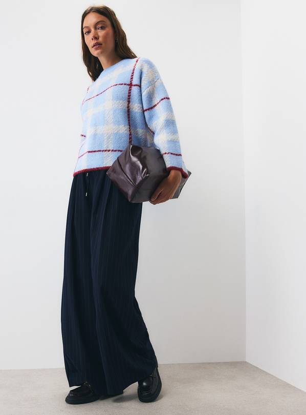 Grey Pinstripe Palazzo Trousers 16S
