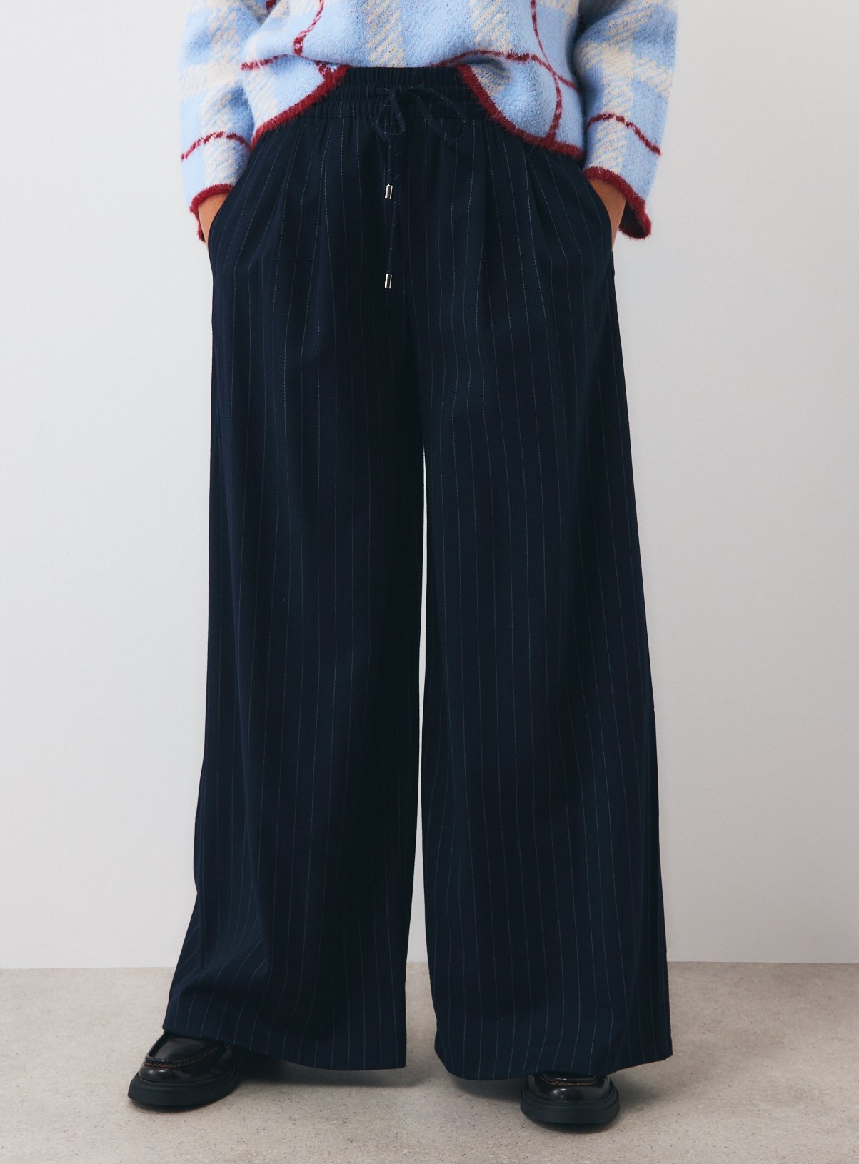 Grey Pinstripe Palazzo Trousers 16S - Image 2 thumbnail