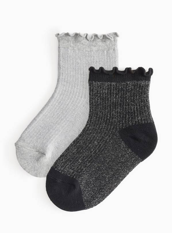 Sparkle Frill Ankle Socks 2-Pack 6-8.5 Infant