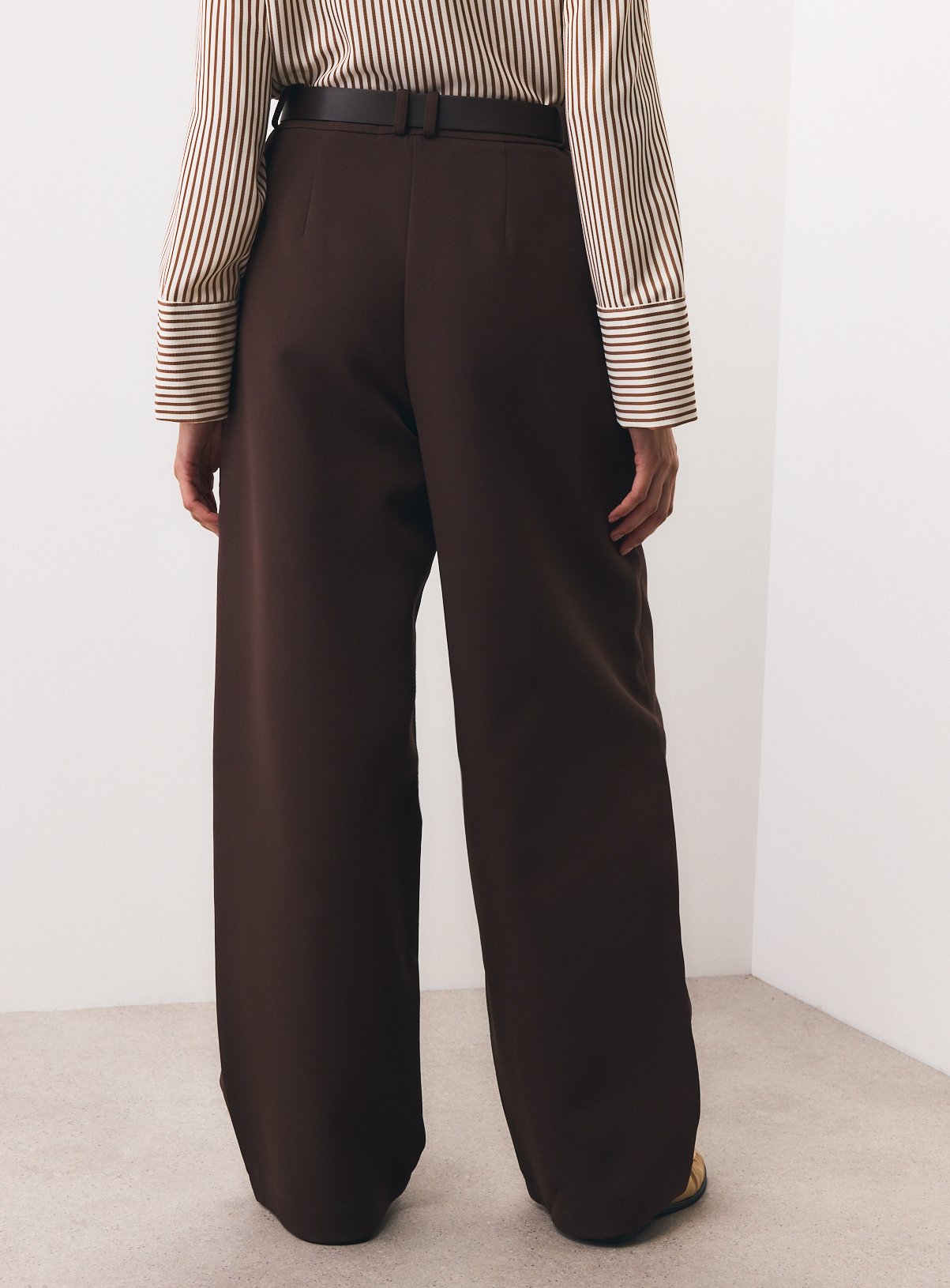 Brown Pleated Front Balloon Leg Trousers 16L - Image 4 thumbnail