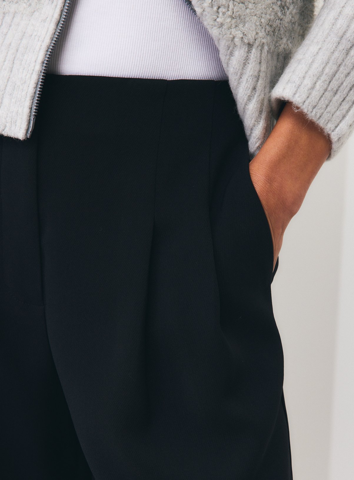 Black Satin Contrast Barrel Leg Trousers 16 - Image 3 thumbnail