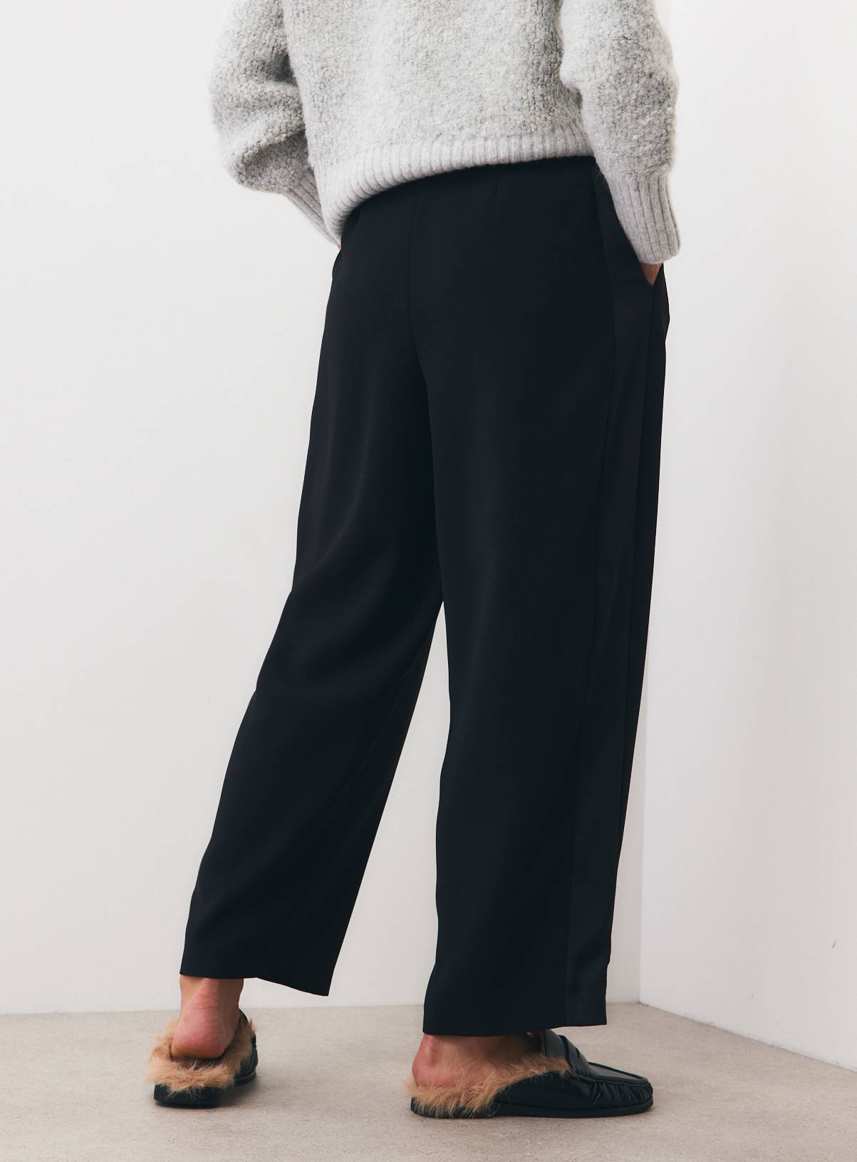 Black Satin Contrast Barrel Leg Trousers 16 - Image 4