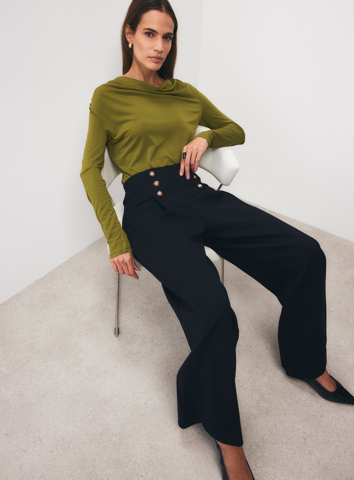 Black Military Button Detail Ponte Trousers 18 - Image 2 thumbnail