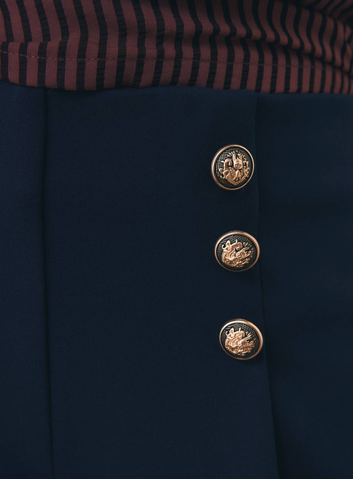 Navy Military Button Detail Ponte Trousers 20 - Image 3
