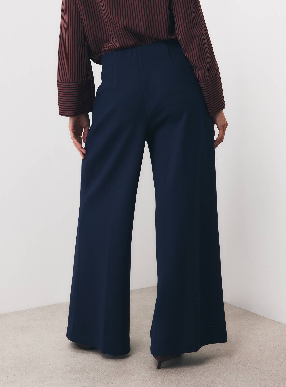 Navy Military Button Detail Ponte Trousers 20 - Image 4
