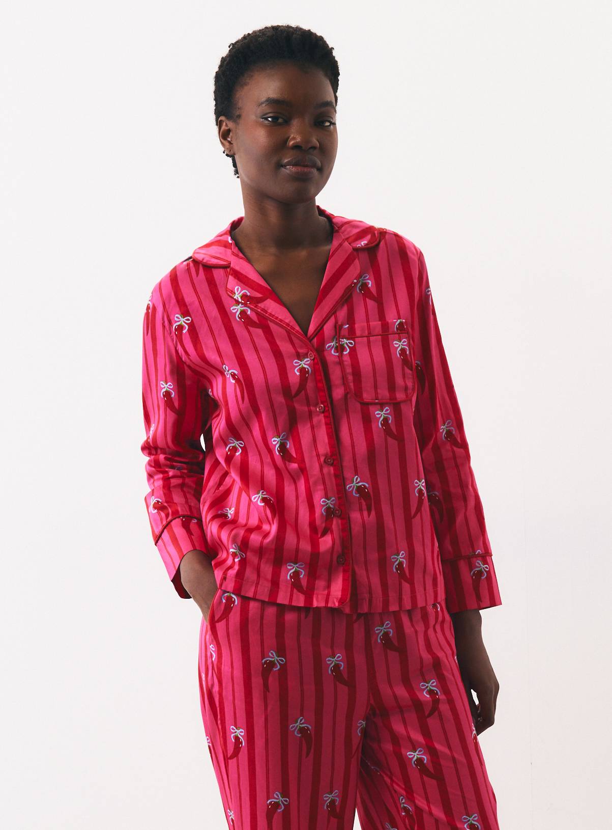 Christmas Chilli Print Traditional Pyjamas XS - Image 2
