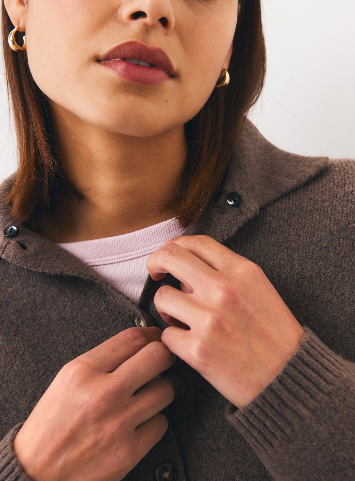 Cream Faux Fur Collar Cardigan S - Image 3 thumbnail